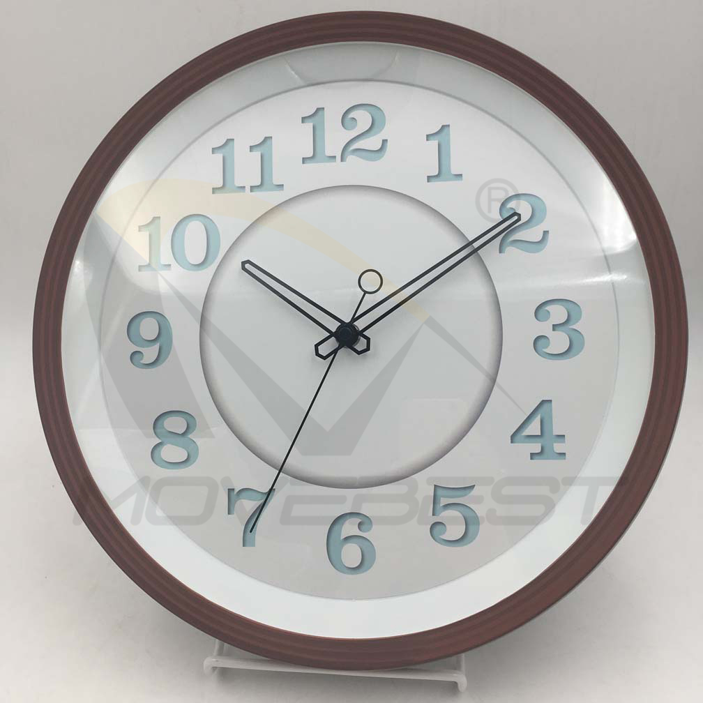 Plastic Wall Clock Wooden Finishing Round 13.5 inch -9075(图1) 9075 wood(图1)