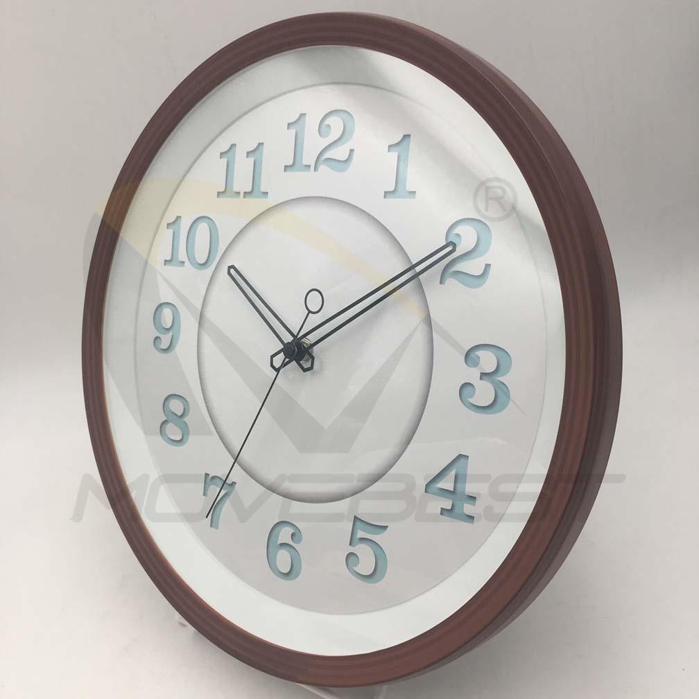 Plastic Wall Clock Wooden Finishing Round 13.5 inch -9075(图2) 9075 wood(图2)