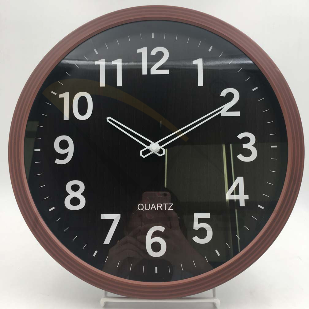 Plastic Wall Clock Wooden Finishing Round 14 inch -9111(图1) 9111 wood(图1)