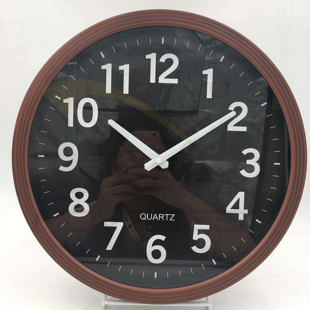 Plastic Wall Clock Wooden Finishing Round 14 inch -9111(图6) 9111 wood(图6)