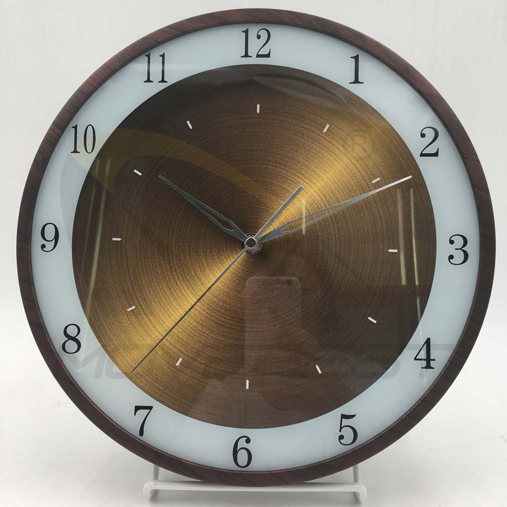 Plastic Wall Clock Wooden Finishing Silk-Print Glass 12 inch -9115(图1) 9115 wood(图1)