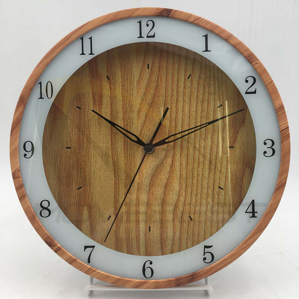 Plastic Wall Clock Wooden Finishing Silk-Print Glass 12 inch -9115(图5) 9115 wood(图5)