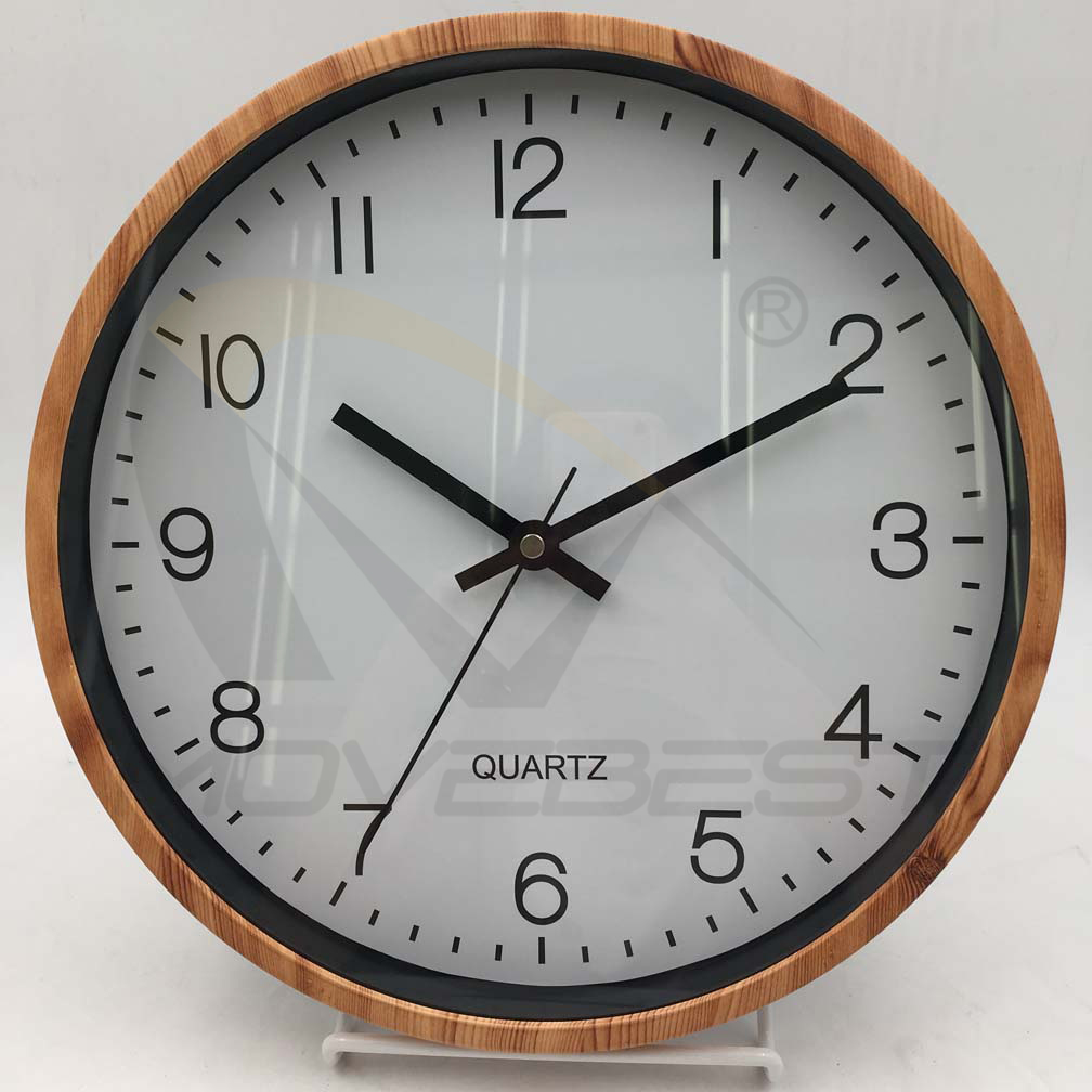 Plastic Wall Clock Wooden Finishing Silk-Print Glass 12 inch -9115(图6) 9115 wood(图6)