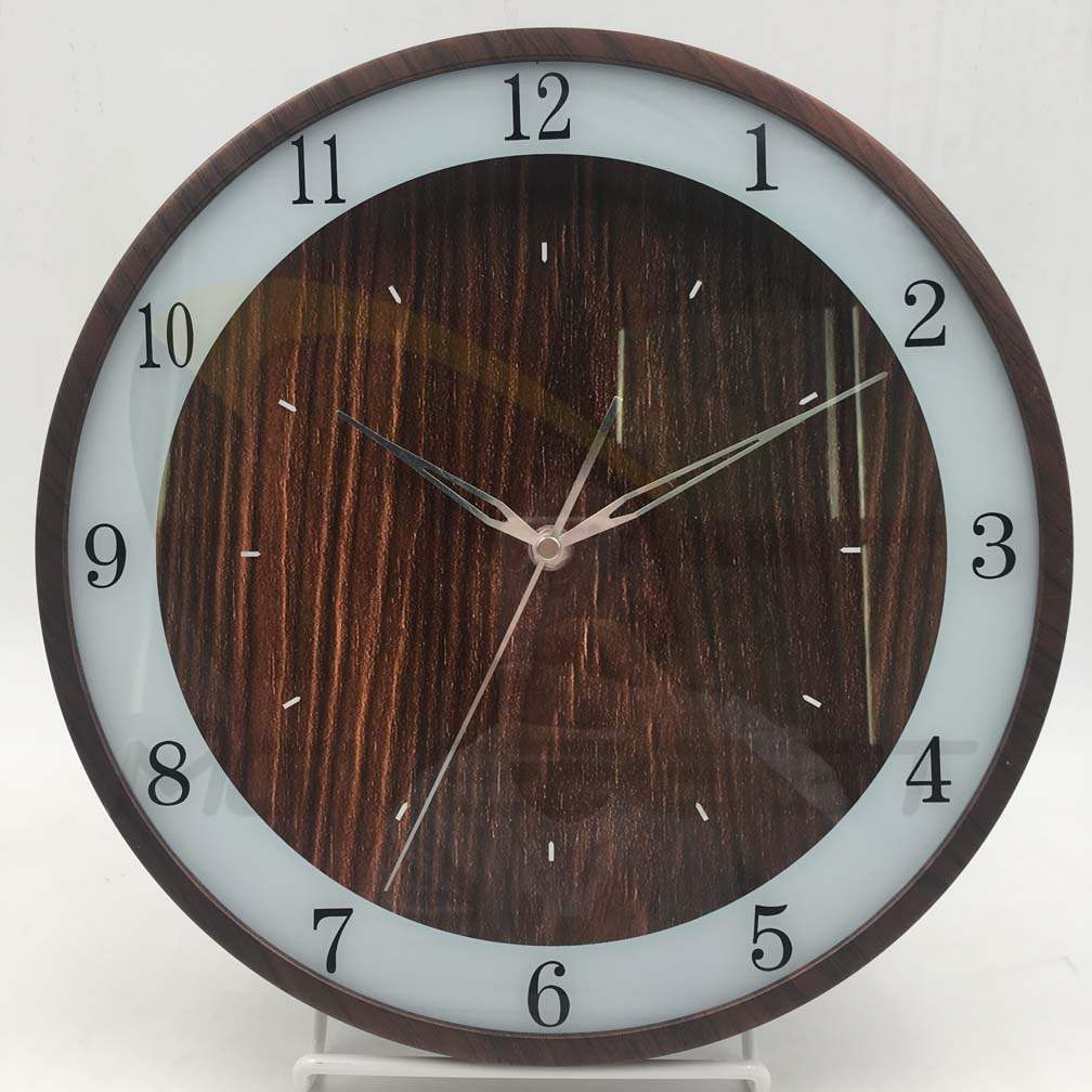 Plastic Wall Clock Wooden Finishing Silk-Print Glass 12 inch -9115(图2) 9115 wood(图2)