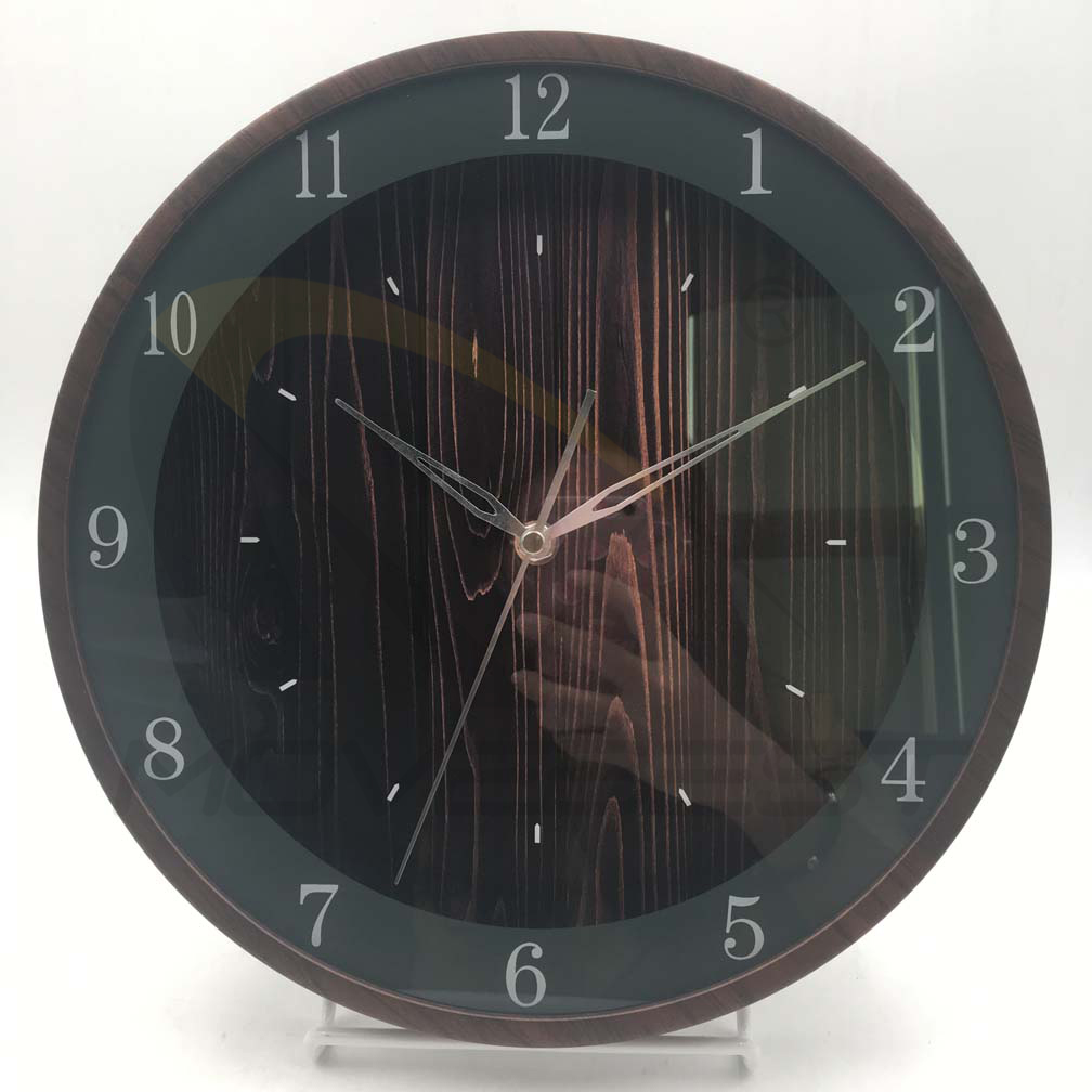 Plastic Wall Clock Wooden Finishing Silk-Print Glass 12 inch -9115(图9) 9115 wood(图9)