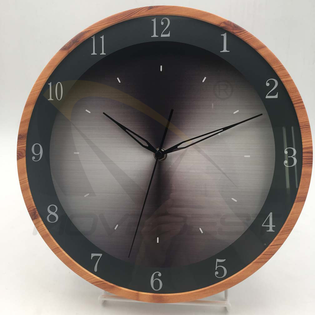 Plastic Wall Clock Wooden Finishing Silk-Print Glass 12 inch -9115(图8) 9115 wood(图8)