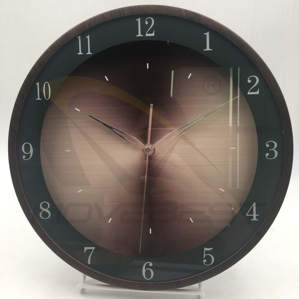 Plastic Wall Clock Wooden Finishing Silk-Print Glass 12 inch -9115(图10) 9115 wood(图10)