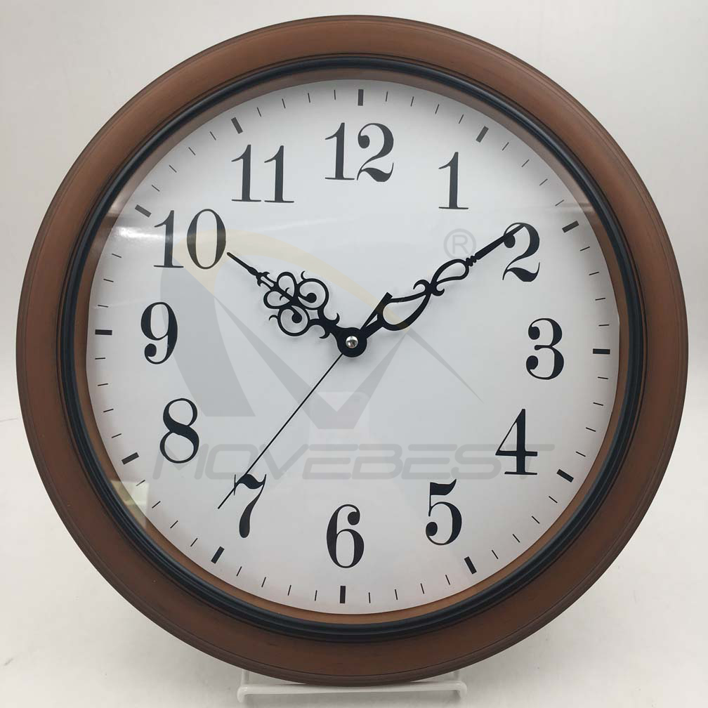 Plastic Wall Clock Wooden Finishing Clock 16inch-6147(图1) 6147 wood(图1)