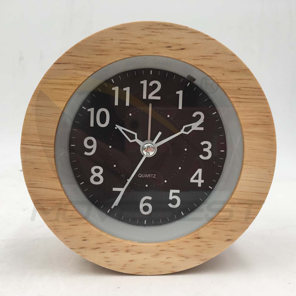 Wood Alarm Clock with Light Round Shape-N0010(图1) n0010 Night light wood(图1)